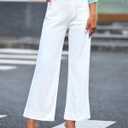 KUNMI Women's Wide Leg Jeans High Waisted Straight Leg Stretchy Denim Pants with Pockets (4, White)