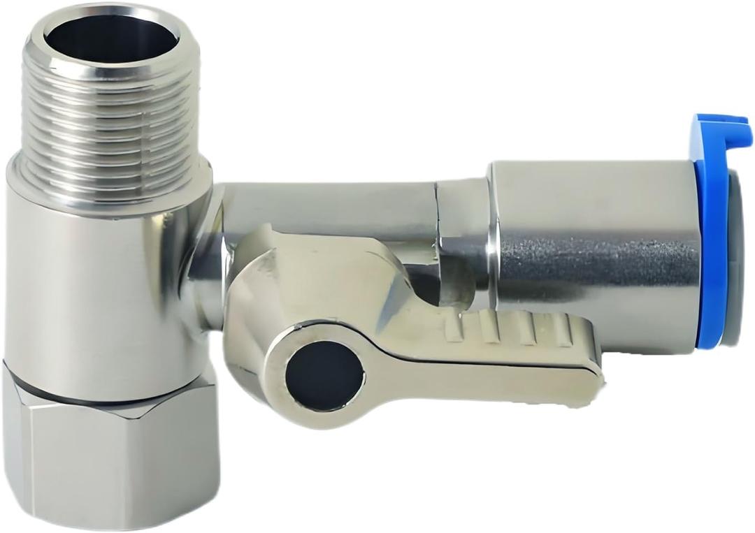 Stainless Steel Water Supply Adapter 3/8" x3/8" x 3/8" Tee Stop Valve  ideal for RO (Reverse Osmosis) water filters, coffee brewers, ice makers, and PE water line splitters in refrigerator systems.