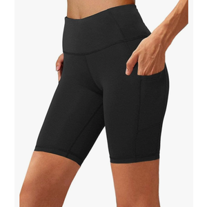 Aoliks Biker Shorts Women with Pockets - 8" High Waisted Tummy Control Running Workout Spandex Gym Volleyball Yoga Shorts, XL