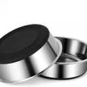 Dog Bowls Durable Heavy Duty Stainless Steel Dog Bowls Non-Slip Basic Bowl for Dogs with Rubber Base (2 Pack, 3 Cups) (Black)