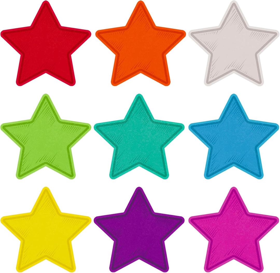 Seajan 108 Pcs Star Cutouts for Bulletin Board Chalkboard Paper Star Cutouts Decor Assorted Colors Star Accent for DIY Craft Projects Rustic Party Supplies 3.5 Inch