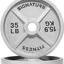 Cast Iron 1-Inch Standard Weight Plate for Strength Training & Weightlifting, Pair of 35 pounds