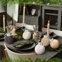 Norme 10 Pcs Crochet Christmas Ball Ornaments Knitted Neutral Christmas Ornament 3.15" Boho Farmhouse Plush Fur Cable Hanging Ornament Ball for Xmas Tree Crochet Decor Wreath Mantel Garland Decor