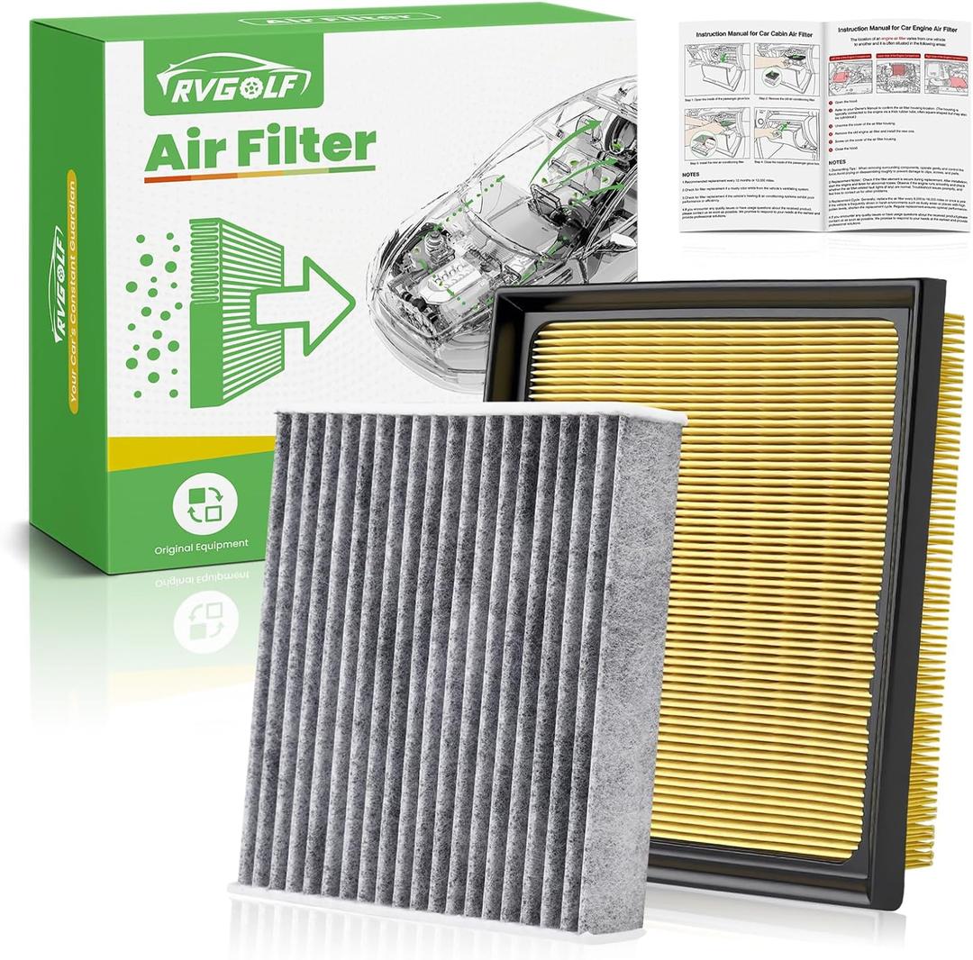 Engine+Cabin Air Filters (All Only Fit Hybrid, Not Gas!) Fit for 2016-2018 Toyota RAV4 Hybrid 2.5L, 2010-2015 Prius Hybrid 1.8L Engine Air Filter Replacement# 17801-37020 CF10285