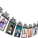 Graduation Photo Banner for Party Decoration, Including Kindergarten to 12th Grade Picture Banner Middle High School College Graduation Party Supplies (Black(4x6''))