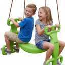 Swurfer Glider Swing for Kids - Outdoor Dual Swingset for Backyard Playset, Back-to-Back Swingset Accessories, Kids Outdoor Play Equipment, Heavy Duty, Easy Install, Up to 150lbs, Age 3+, Green/Brown