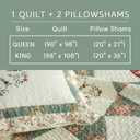 Cotton Bedspread Quilt Bedding Sets, 3 Pieces Reversible Coverlets Comforters Star with Green Floral Real Patchwork Bedspread, King Size | Real patchwork, 100% cotton, Breathable and soft, All season use, Vintage design, Exquisite stitching
