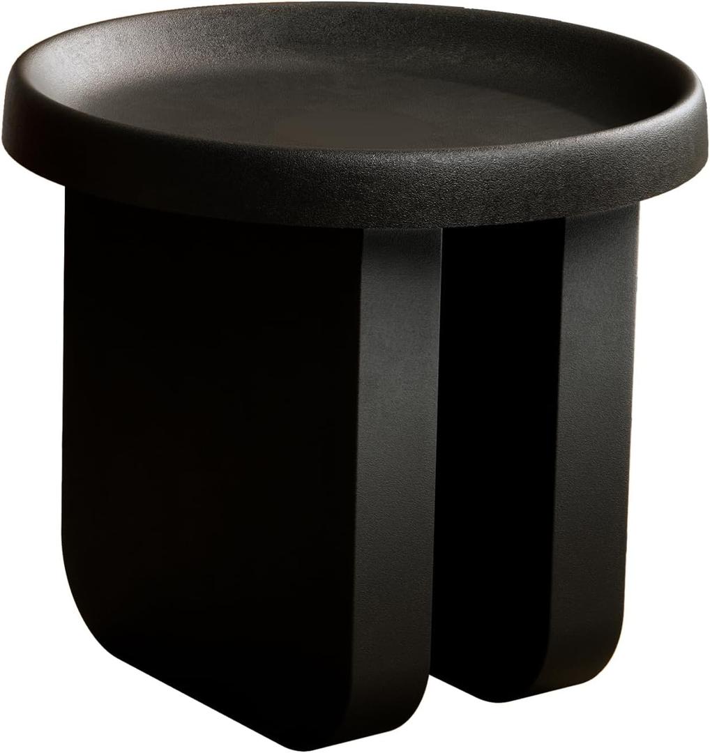 Round Side Table, Modern end Table,Metal Accent Table,Small Coffee Table,Unique Circle Accent Table for Living Room,Bedroom (Black, Small Circle19.3 x 19.7in)