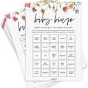 GardenCity Baby Bingo, Fun Baby Shower Games for Girl (50 Unique Cards), Pre-Filled, Perforated Calling Cards, Gender Neutral (Wildflower)