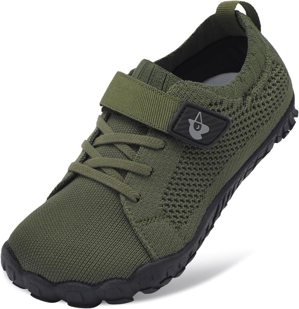 LeIsfIt Kids Girls Boys Shoes Wide Barefoot Shoes Kids Anti-Slip Sneakers Lightweight Hiking Sneakers for Toddler Little Big Kid (Green)