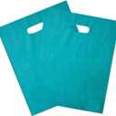 Choice Marts 100 Teal Plastic Bags With Handles – 12"X15" Glossy 2 Mil Thick Teal Gift Bags For Merchandise And Small Business
