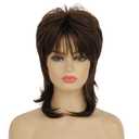 Mullet Wig for Women Short Brown Curly Wigs 70s 80s Medium Length Fluffy Layered Heat Resistant Synthetic Hair for Cosplay Halloween Party Daily Use(Brown)