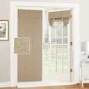 RYB HOME Room Darkening Door Curtains, Thermal Insulated Shades Full Privacy Assured Linen Blended Farmhouse Double Glass/French Door Shade, 26 inch x 69 inch, Mocha, 1 Panel