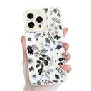 KANGHAR Compatible with iPhone 16 Pro Case, Silicone Floral Cute Pattern, Camera Protection Soft Slim Phone Case for Girls Women -Black White
