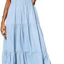 PRETTYGARDEN Women's Summer Maxi Dress 2025 Casual Boho Sleeveless Spaghetti Strap Smocked Tiered Long Beach Sundresses (Medium)