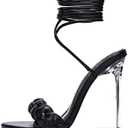 Cape Robbin Women's Lace-Up Transparent High Heels - Braided Open Almond Toe Clear Heeled Sandals (Tracy), Size 8