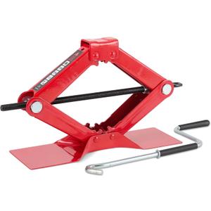 Amazon Basics Portable Scissor Car Jack, 1.65 Short Ton/1.5 Metric Ton/1500 kg Capacity, 3.7-15.5 inch Lifting Range, Self-Locking, Red