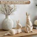 Threehoney Easter Terracotta Bunnies Decor Rustic Terracotta Rabbit Standing Bunny Sculptures Ornaments Decorative White Farmhouse Vintage Rabbit Statues Figures Gift for Spring Easter Home Decor