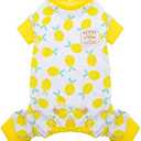 KYEESE Dog Pajamas Mesh Summer Pjs for Small Dogs Quick-Dry Cat Pajamas Lightweight Pet Costume Breathable Puppy Clothes Comfy Onesie UV-Blocking Doggie Jammies Lemon Pattern, Small