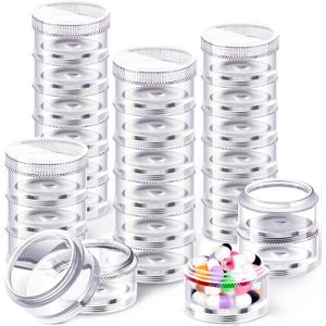 Sieral 4 Pack 7 Day Stackable Pill Organizers Round Pill Organizer Case Stackable Weekly Supplements Vitamins Individual Storage Container Boxes Holder Dispenser with Lids for Travel Medicine, Clear