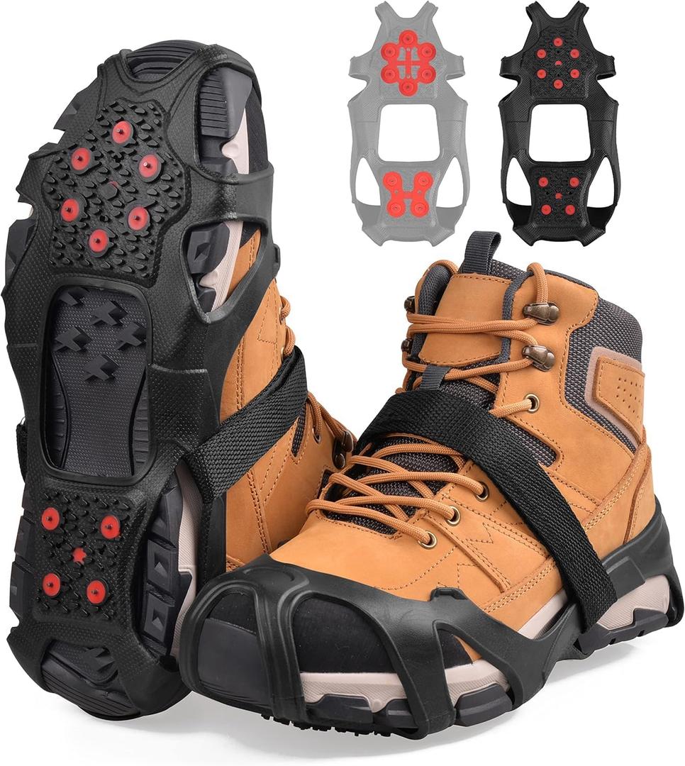 Ice Cleats for Shoes and Boots Tungsten Crampons Snow Traction Cleats Anti Slip Shoes Grippers with Reflective Heel for Men Women Winter Walking on Snow and Ice, Medium (5-7 men/6.5-8.5 women)