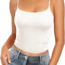 MANGOPOP Women's Tank Tops Detachable Bra Spaghetti Strap Cami Sexy Square Neck Sleeveless Basic Tee Shirts (White, XX-Large)