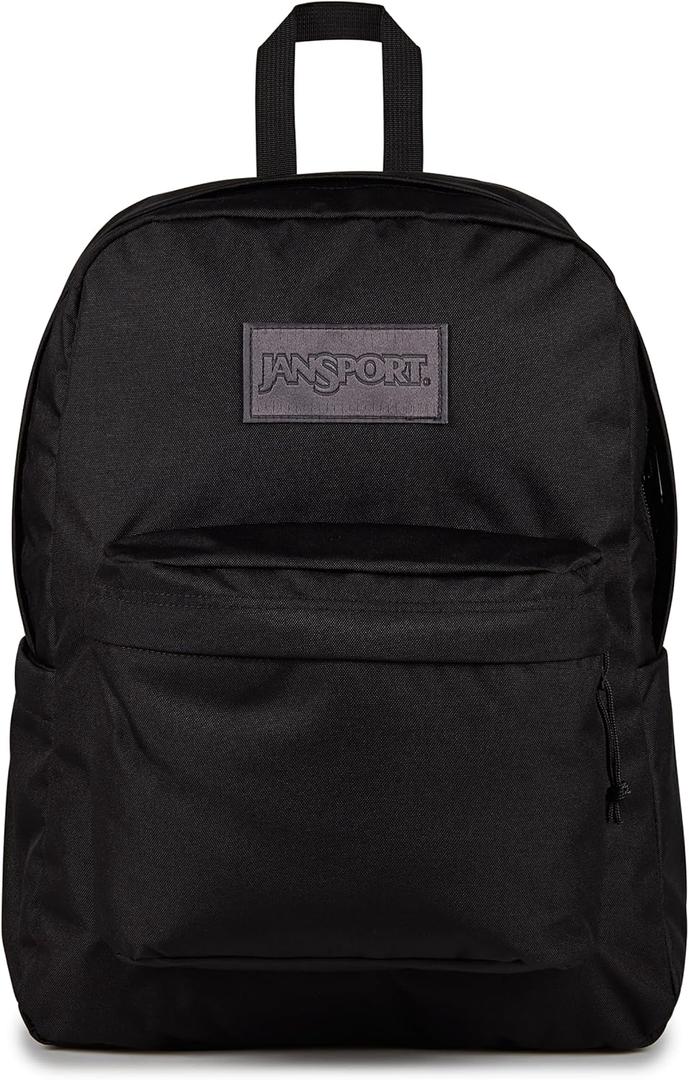 JanSport SuperBreak Plus Backpack with Padded 15-inch Laptop Sleeve and Integrated Bottle Pocket - Spacious and Durable Daypack for Work and Travel - Monochrome Black