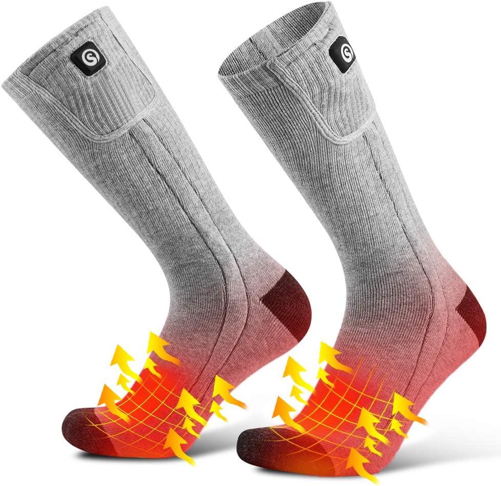 SAVIOR HEAT Heated Socks for Men Women, 150 Fast Heating Electric Ski Socks, 7.4V 2200mAh Rechargeable Battery Powered, Carbon Fiber Toe Warmers for Skiing Hunting Fishing Outdoor Work (Small)