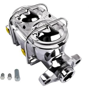 Brake Master Cylinder 1" Bore 3/8" 4 Ports Corvette Style Dual Bail Cap Chrome