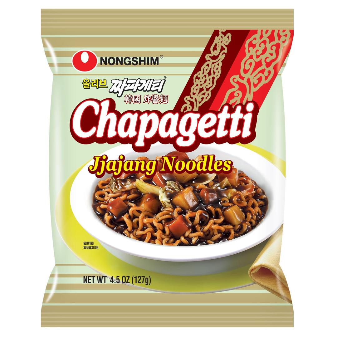 Nongshim Ramen Noodles, Gourmet Instant Ramen, Premium Microwavable Noodle, Chapagetti, 4.5 Ounce (Pack of 4) (EXP 05/20/27)