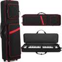 BOSSTIN 88 Key Keyboard Case with Wheels, Inner Size: 52.5"x 15"x 7", Waterproof Padded Rolling Gig Bag Keyboard Piano Case for 88 Key Piano Keyboard (Red)