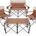 Camping Chair Set of 3, Outdoor Folding Camping Chairs for Heavy People with Cup Holder & Carry Bag,Collapsible Chair Include One Sofa Chair and Two Single Chair,Support up to 500lbs