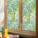 Niviy Window Privacy Film Stained Glass Window Film with Installation Tools, Rainbow Windows Decorative Decals Non-Adhesive Reusable for Home, Bathroom, Glass Door (Leaf Rainbow, 23.6 x 78.7 in)