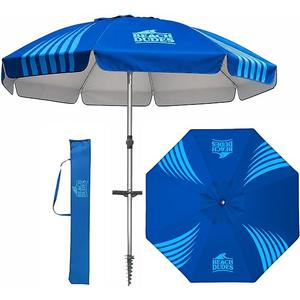 8FT Premium Beach Umbrella with 4-Point Wind Mitigation System - Heavy Duty Fiberglass Ribs, Integrated Anchor - 50+ UPF Double Vent - Pro Stability Series