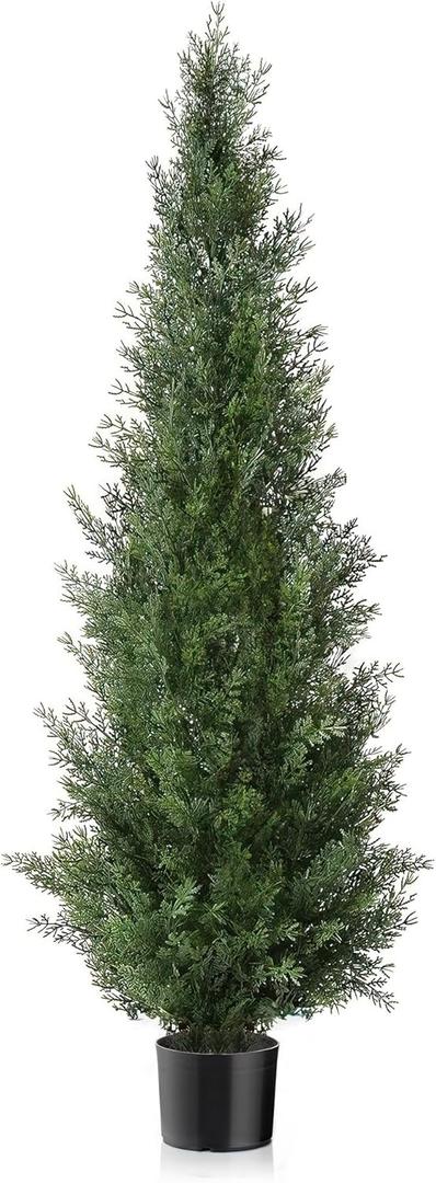 Pre-Potted 3 Feet Faux Cedar Tree, Lifelike UV Protected Front Door Decor, Porch, Garden, Entryway Topiary, Indoor/Outdoor Use - Ready to Display, Pack Of 1