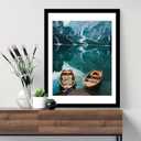 Hongkee 14x22 Picture Frame Set of 4, 14 x 22 Black Wood Style(Mat 12x18), 14X22 in