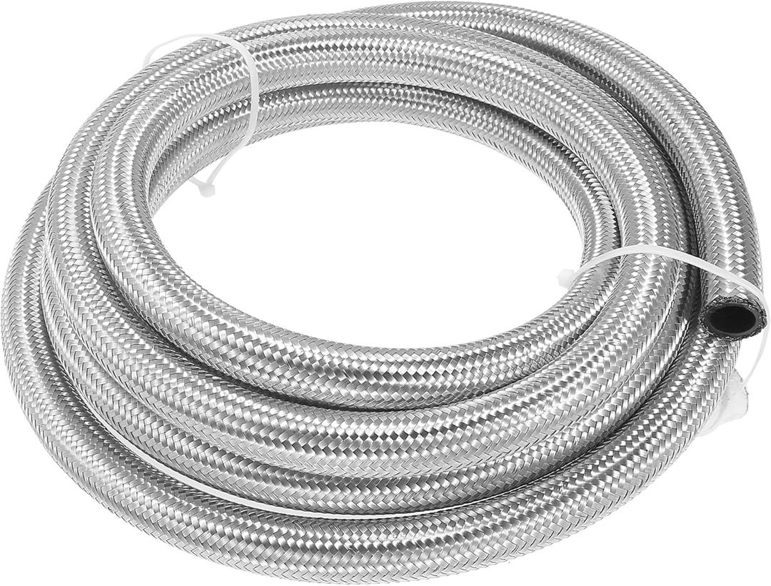 15 ft 12AN Fuel Hose AN12 3/4", Braided CPE Oil Fuel Gas Line Hose Universal for Car Durable Stainless Steel Silver Tone