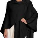 Women's Crossover Shawl Wraps Open Front Poncho Cape Elegant Loop Shawls Travel Shawls for Fall Winter (Black)