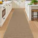 SHACOS 2.6x8 ft Washable Runner Rug Non Slip Low Pile Thin Durable Farmhouse Rug for Entryway Hallway Patio Kitchen Porch Indoor Outdoor Carpet, Brown
