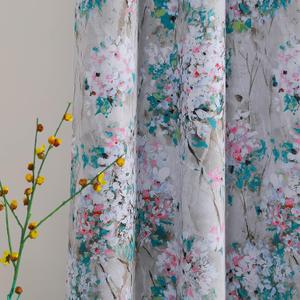 MYSKY HOME Floral Curtains 84 inches Long 2 Panels Pink and Blue Curtain Ink Vintage Flower Thermal Insulated Curtains for Bedroom Living Room Botanical Printed Grommet Privacy Protect Drapes