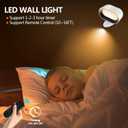 2 x Amouhom LED Wall Sconce with Remote Touch Control Wall Mounted Night Light 5 Brightness Levels &7 Colors with 2500 mAh Battery 360 Rotating Bedside Lamp for Bedroom Living Room (B02-white)