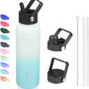 BJPKPK Insulated Water Bottles with Straw Lid, 40oz Stainless Steel Water Bottles with 3 Lids, BPA Free Leakproof Thermos, Tumblers, Cups for Sports, Gym- Mint