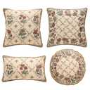 Patdrea Designer Throw Pillow Covers Set of 4,French Vintage Blue Linen with Floral Collection Pattern Pillow Cover,Decorative Rectangle and Square Pillowcases Cushion for Bed Living Room Outdoor