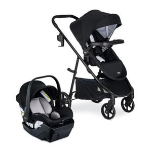Britax Willow Brook Travel System, Car Seat Stroller Combo With Willow Infant Car Seat, Aspen Base, and Brook Stroller; ClickTight Technology, RightSize System and 4 Ways to Ride — Onyx Glacier, Expiration date: 06/2029