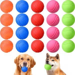 Jenaai 20 Pcs Indestructible Dog Toy Balls for Aggressive Chewers Chew Resistant Solid Rubber Bouncy Ball for Teeth Cleaning (Colorful, 2.36 Inches)