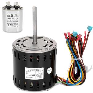 5KCP39LGS093S Furnace Blower Motor with 10µF Capacitor, 1/2 HP 115V 1075 RPM, 48Y Frame, Replacement for GE Genteq 5KCP39LGR668AS, 5KCP39LGM301AS, Carrier HC43AE117, HC43AE117A