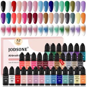 JODSONE 32 Colors Airbrush Gel Nail Polish Kit, No-Dilution Airbrush for Nails Set Fine Mist NailIdeal for Home or Salon Use, Nail Art Design Salon Kit