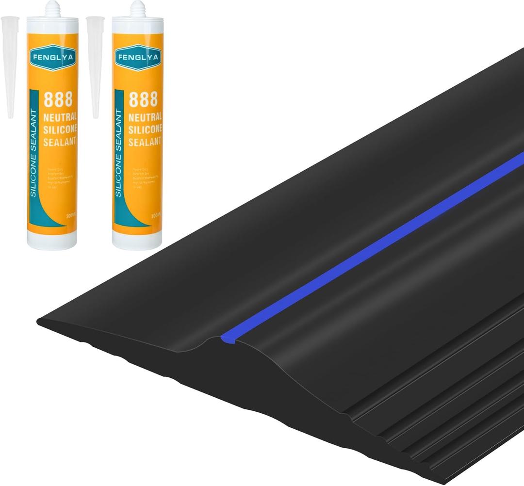 ToLanbbt 20Ft/6M Universal Garage Threshold Seal Strip with 300ml Black Sealants/Adhesives, Garage Door Bottom Weatherproof Strip Rubber DIY Weather Stripping Replacement (Blue) (20 Ft (incl. 2 adhesives))