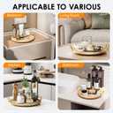11" Lazy Susan Turntable Organizer for Table Top, Round Bamboo Lazy Susan Turntable for Cabinet with Handle, Home Kitchen, Pantry, Dining, Bathroom Vanity, Spice Organization, Wooden Decor