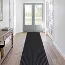 LITA Heavy Duty Hallway Runner Rug,Custom Size Non-Slip Backing Area Rug Runner,Outdoor Indoor Carpet Door Mat for Floor Entryway Kitchen Laundry Balcony Garage, Gray Stripe, 2' x 6'